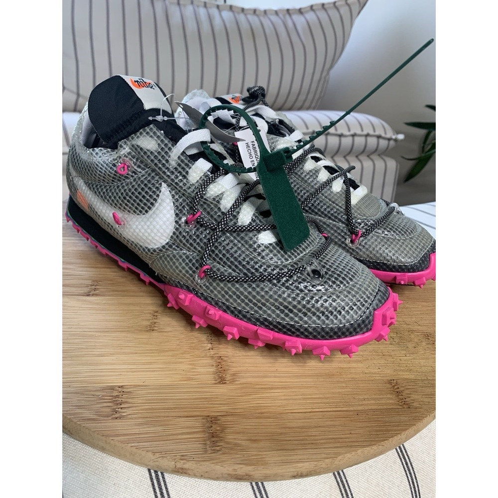 NIKE X OFF-WHITE Women's Waffle Racer Sneakers‎ Fuchsia / Black Size 10.5 US NEW